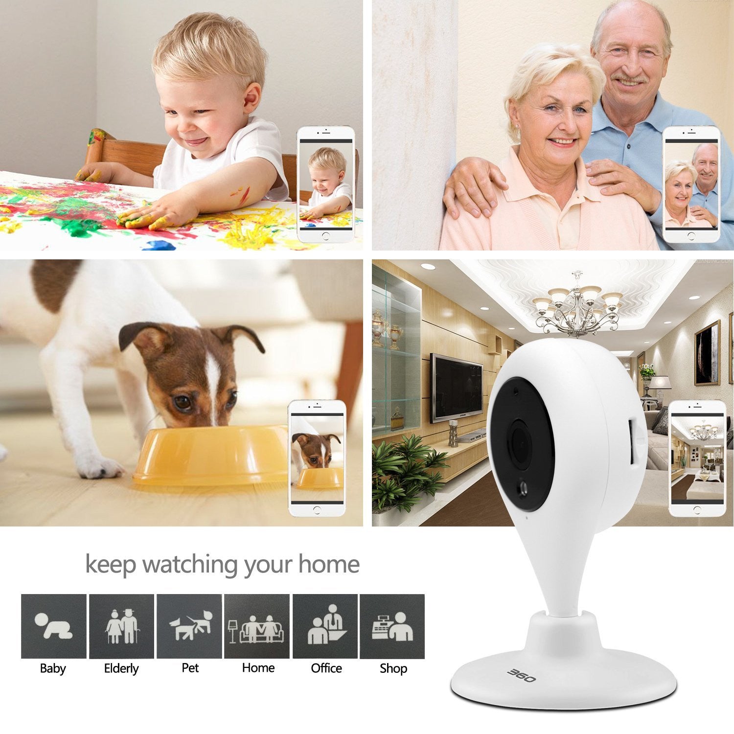 360 Home Camera Wireless IP Security Surveillance System Support Upto 32GB MicroSD
