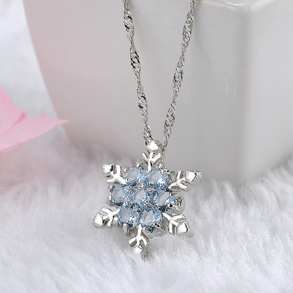 Charm Vintage Blue Crystal Snowflake Zircon